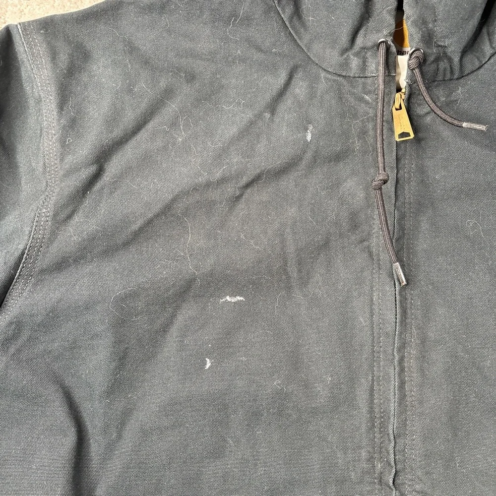 Carhartt J131 Jacket Men's 2XLT Black Thermal Lined Duck Active Hood‎ Workwear